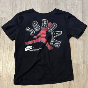 Jordan Nike Black T-Shirt with Red Jordan Graphic